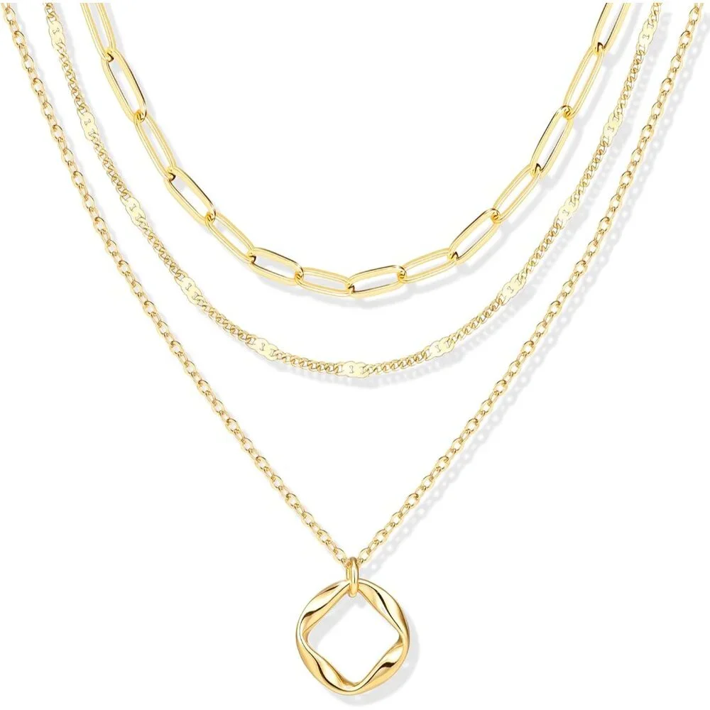Layered Gold Necklaces for Women, Christmas Gifts Stackable Dainty 14K Gold Silv